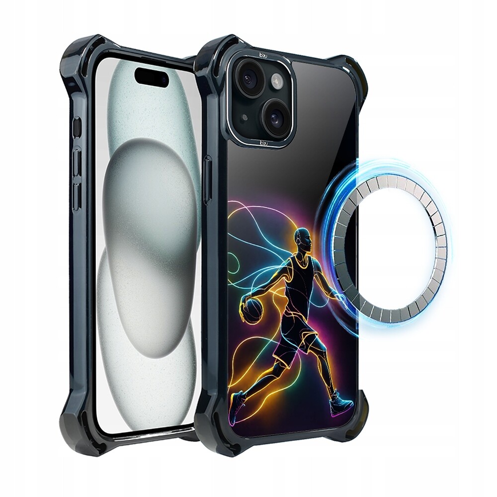 Pouzdro pro iPhone 15 Ibizu DropGuard Ultra s MagSafe, duch basketbalu