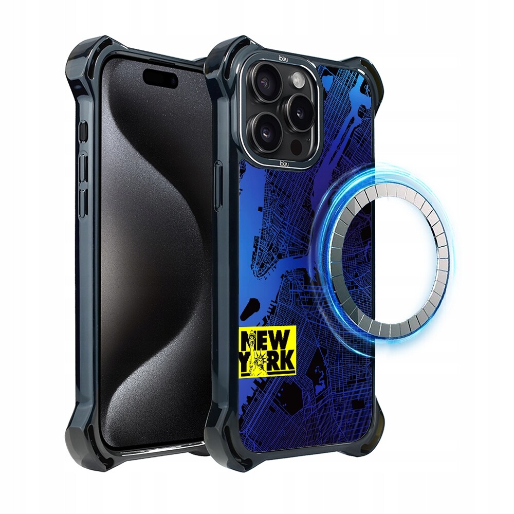 Pouzdro iPhone 15 Pro Ibizu DropGuard Ultra s MagSafe, New York