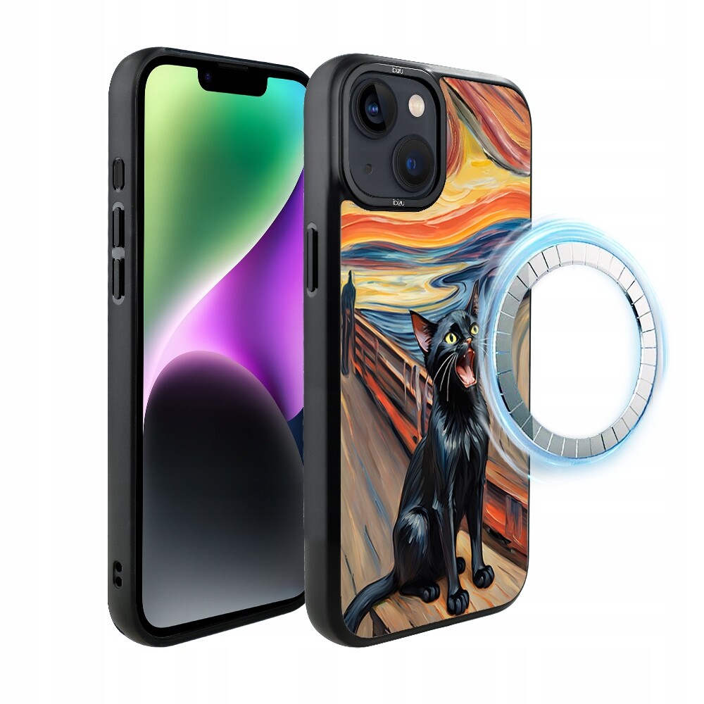 Pouzdro pro iPhone 14 Plus Ibizu DropGuard Matt s MagSafe, kočičí křik