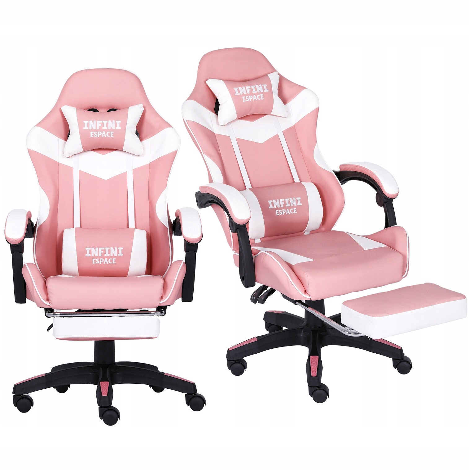 Herní židle Infini Espace ergonomická otočná růžová Pu