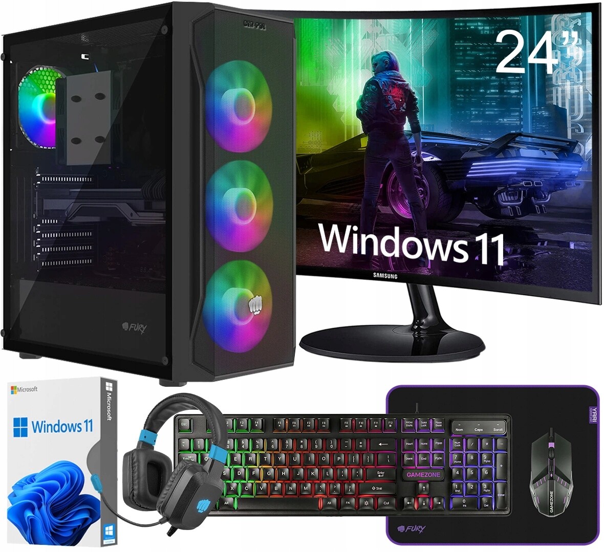 Počítač Pro Hry Core i7 Rtx 5060 16GB Ram Ssd 512GB Monitor 24 Windows 11