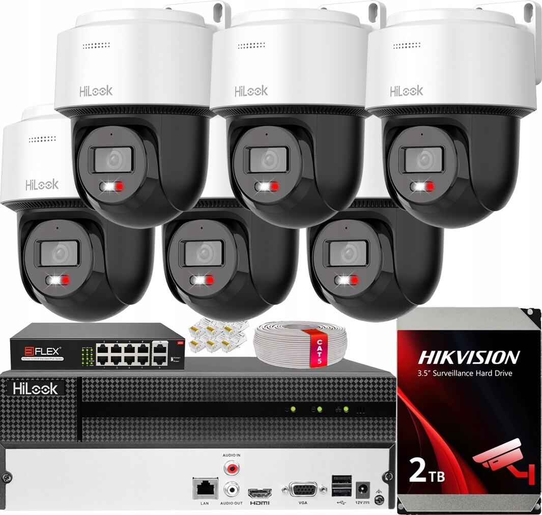 Ip monitorování HiLook by Hikvision 6 otočných kamer 6 MPx Externí PoE