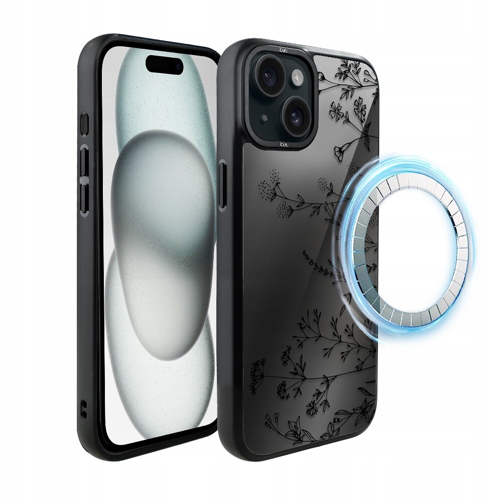 Pouzdro pro iPhone 15 Ibizu DropGuard Matt s MagSafe, dotyk květin