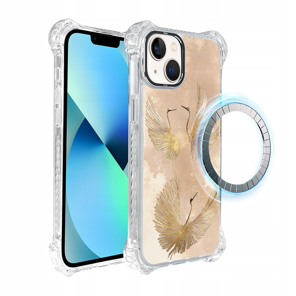 Pouzdro pro iPhone 13 Ibizu DropGuard Ultra s MagSafe, zlaté jeřáby