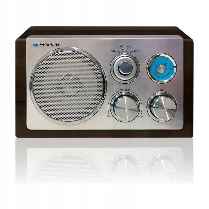 Retro analogové rádio Fm Ukw Mw Blaupunkt Rx 18-1 bronzové dřevěné pouzdro