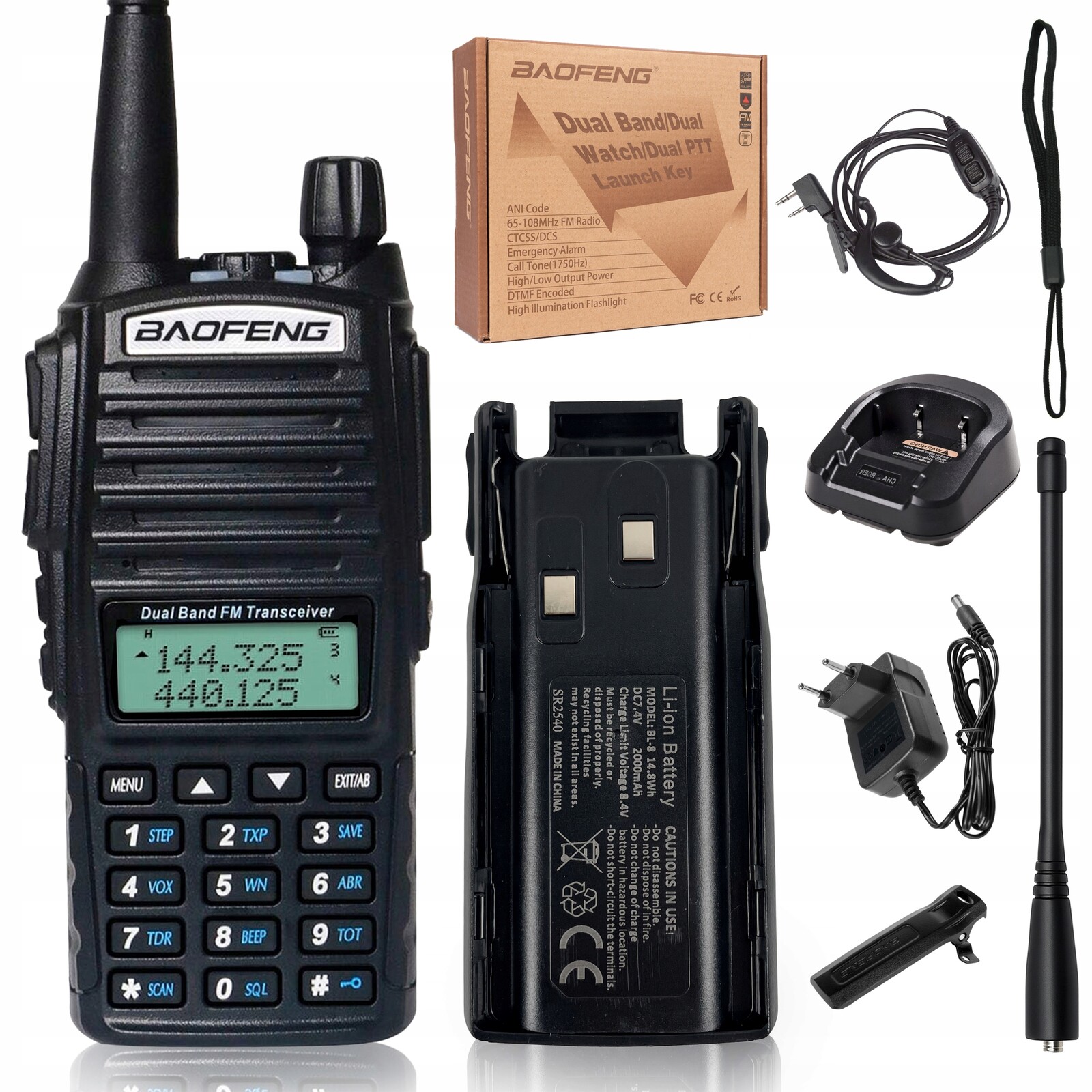 Radiotelefon Baofeng UV-82 Eu 5W Vysílačka PTT-2 Pmr Rádio Odemčené