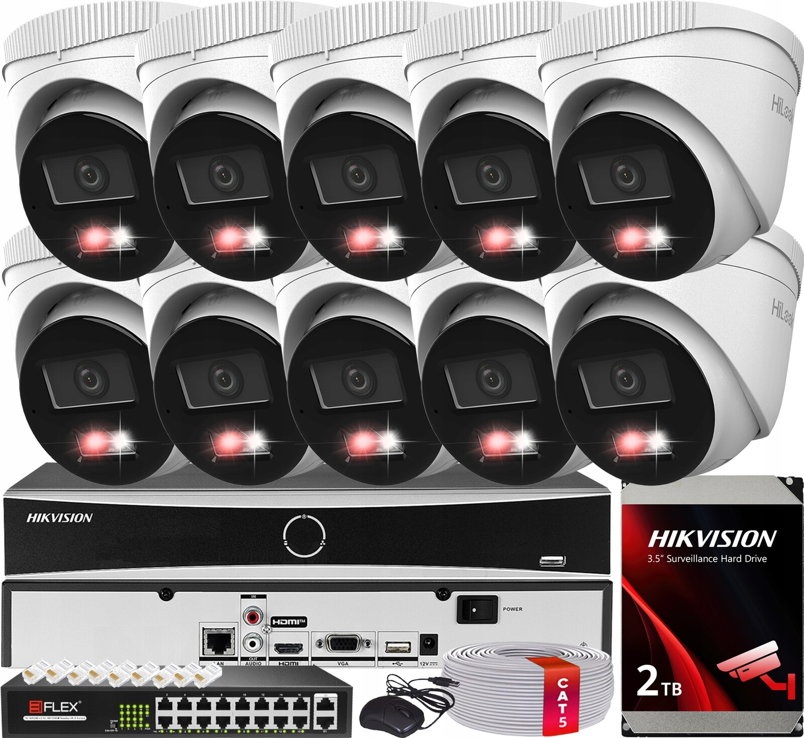 Sada 10 Monitorovacích Kamer 6MPx IPC-T260HA-LU Hilook By Hikvision PoE 2TB