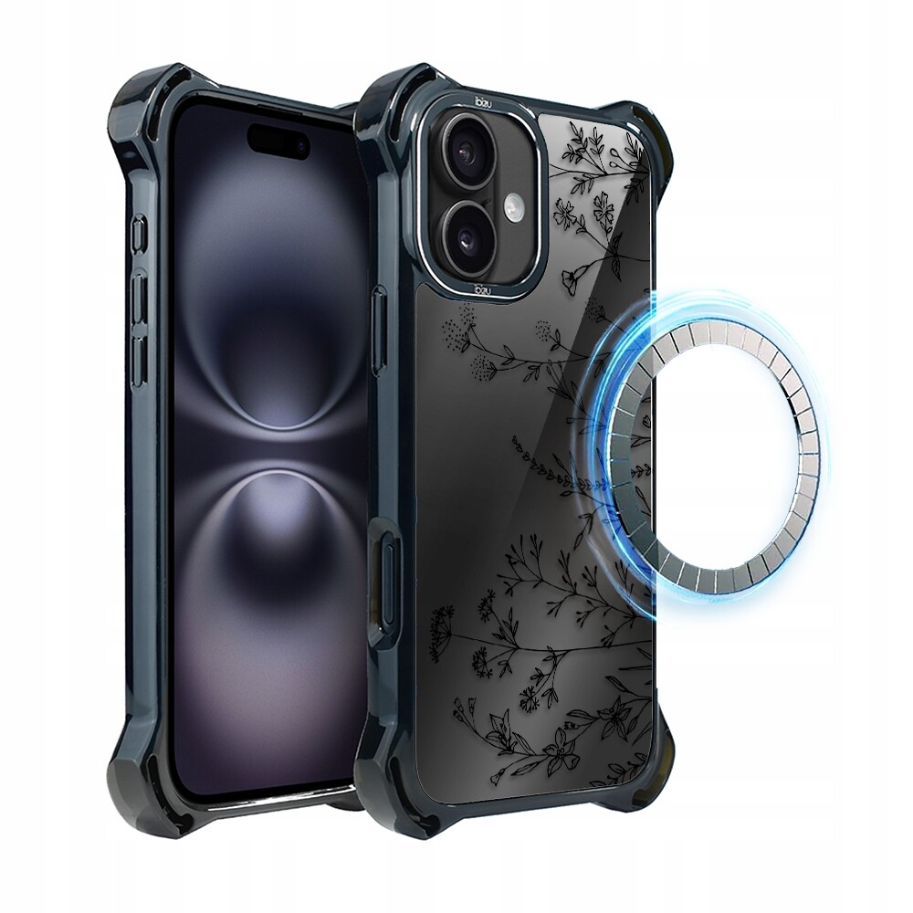 Pouzdro pro iPhone 16 Ibizu DropGuard Ultra s MagSafe, dotek květin