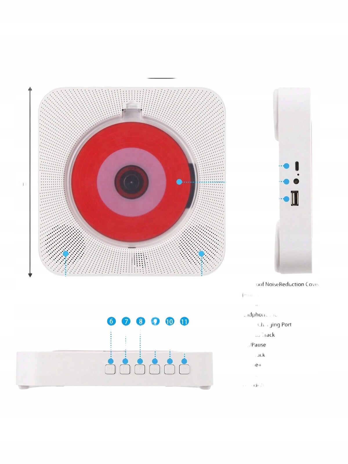 Shein Bluetooth Bateriový Přehrávač S Reproduktory, Bílý