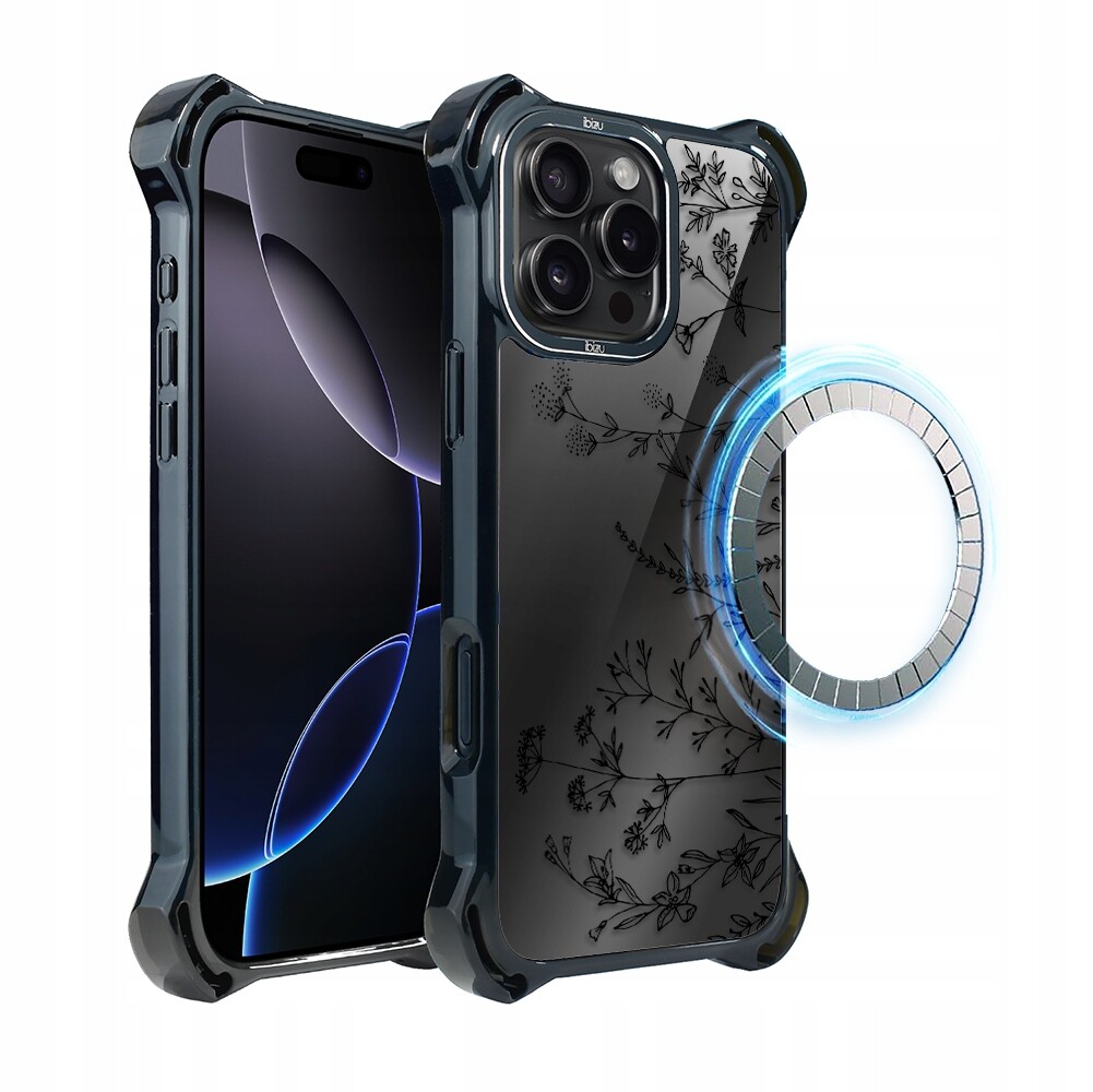 Pouzdro pro iPhone 16 Pro Max Ibizu DropGuard Ultra s MagSafe, dotek květin