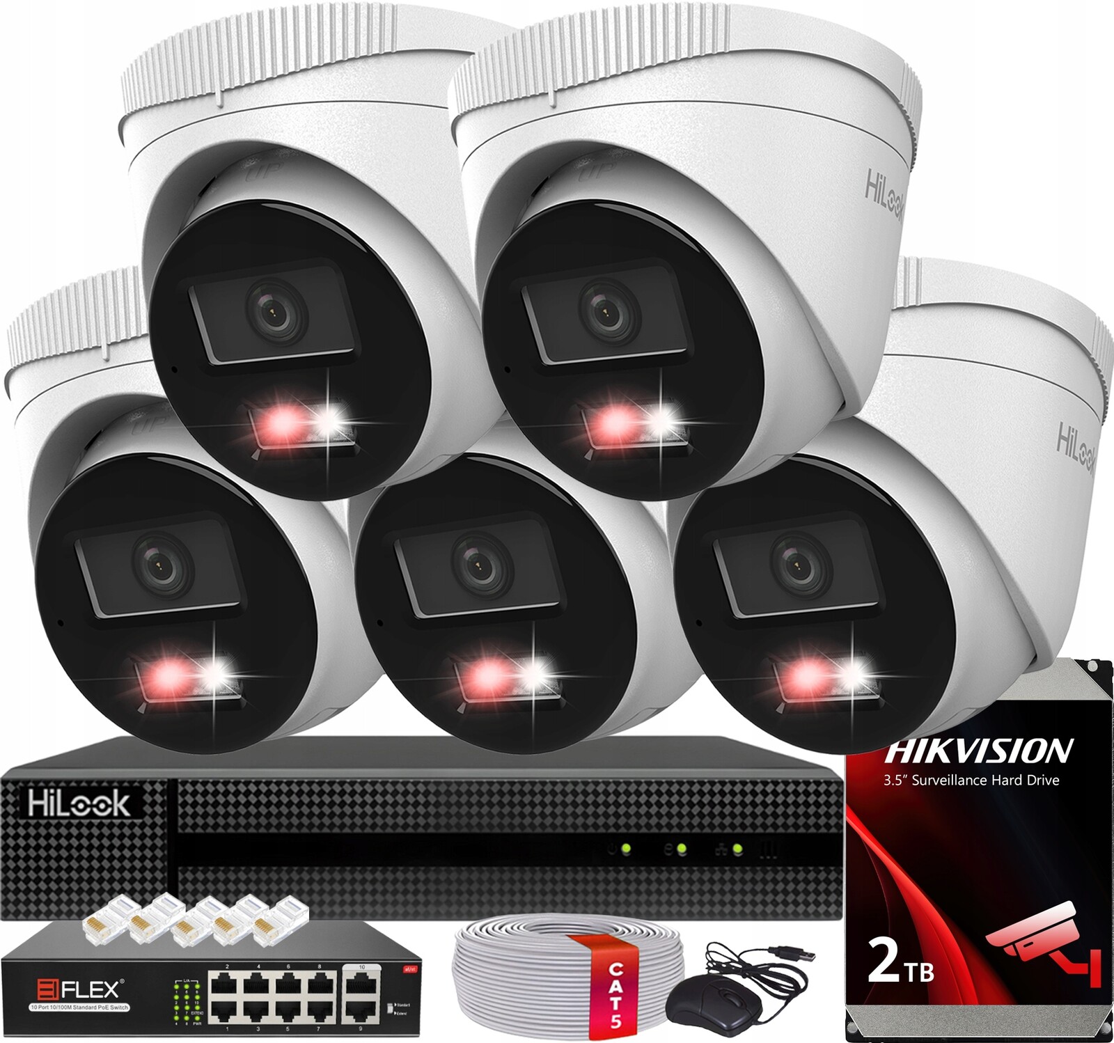 6MPx Monitorovací Sada Hilook By Hikvision 5 Kamer IPC-T260HA-LU Hdd 2TB