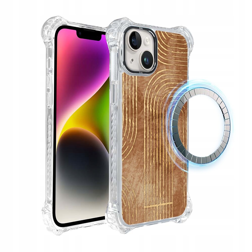 Pouzdro iPhone 14 Plus Ibizu DropGuard Ultra s MagSafe, geometrické linie