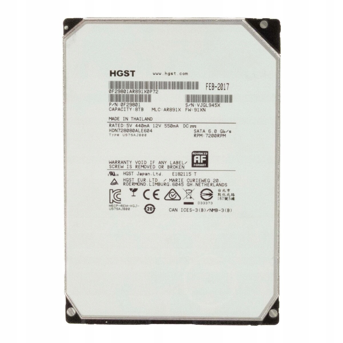 Hgst DeskStar Nas 8TB 7,2K 128MB Sata III 3,5'' HDN728080ALE604