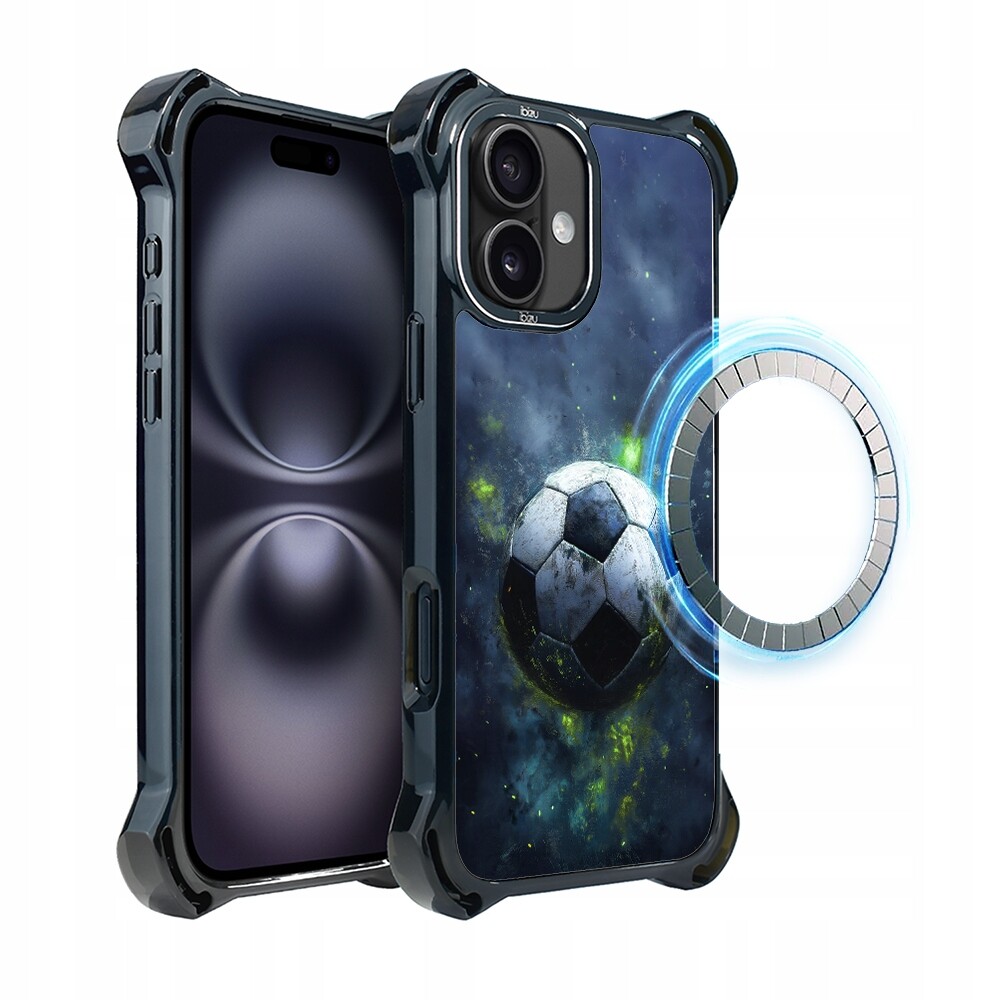 Pouzdro pro iPhone 16 Plus Ibizu DropGuard Ultra s MagSafe, Fotbal