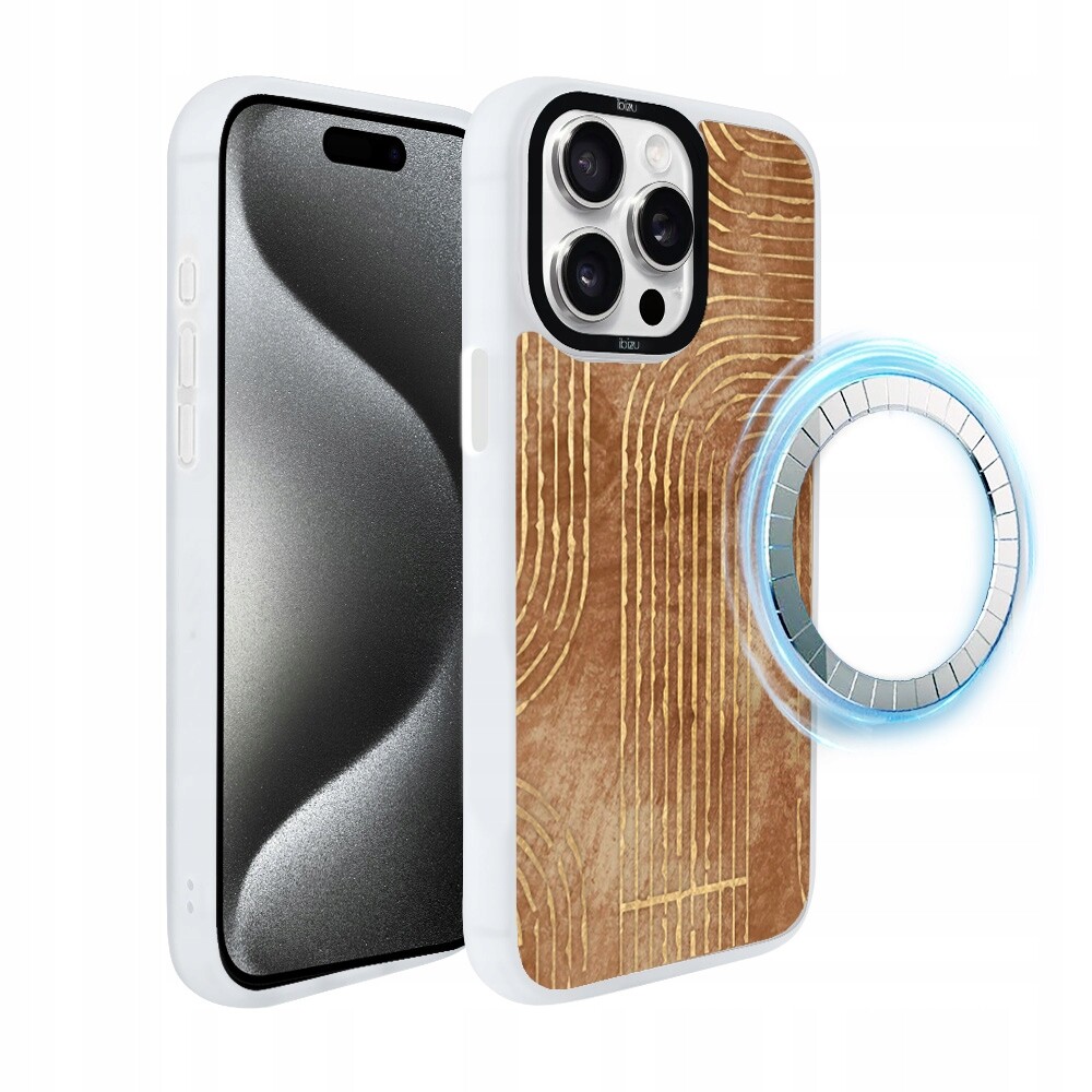 Pouzdro pro iPhone 15 Pro Ibizu DropGuard Matt s MagSafe, geometrické linie