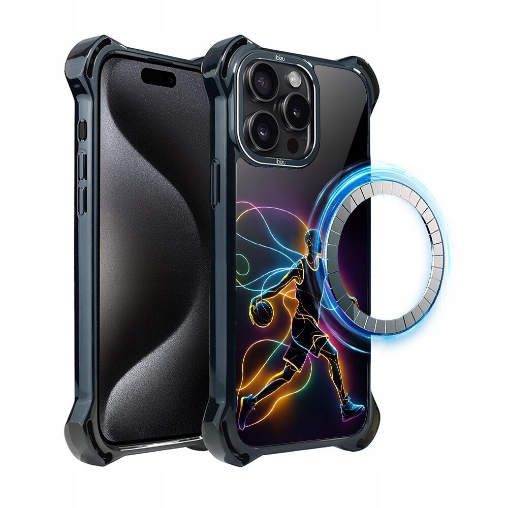 Pouzdro pro iPhone 15 Pro Max Ibizu DropGuard Ultra s MagSafe, duch basketbalu