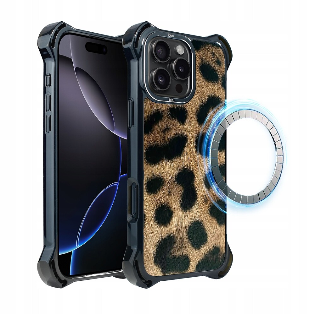 Pouzdro pro iPhone 16 Pro, Ibizu DropGuard Ultra s MagSafe, leopardí