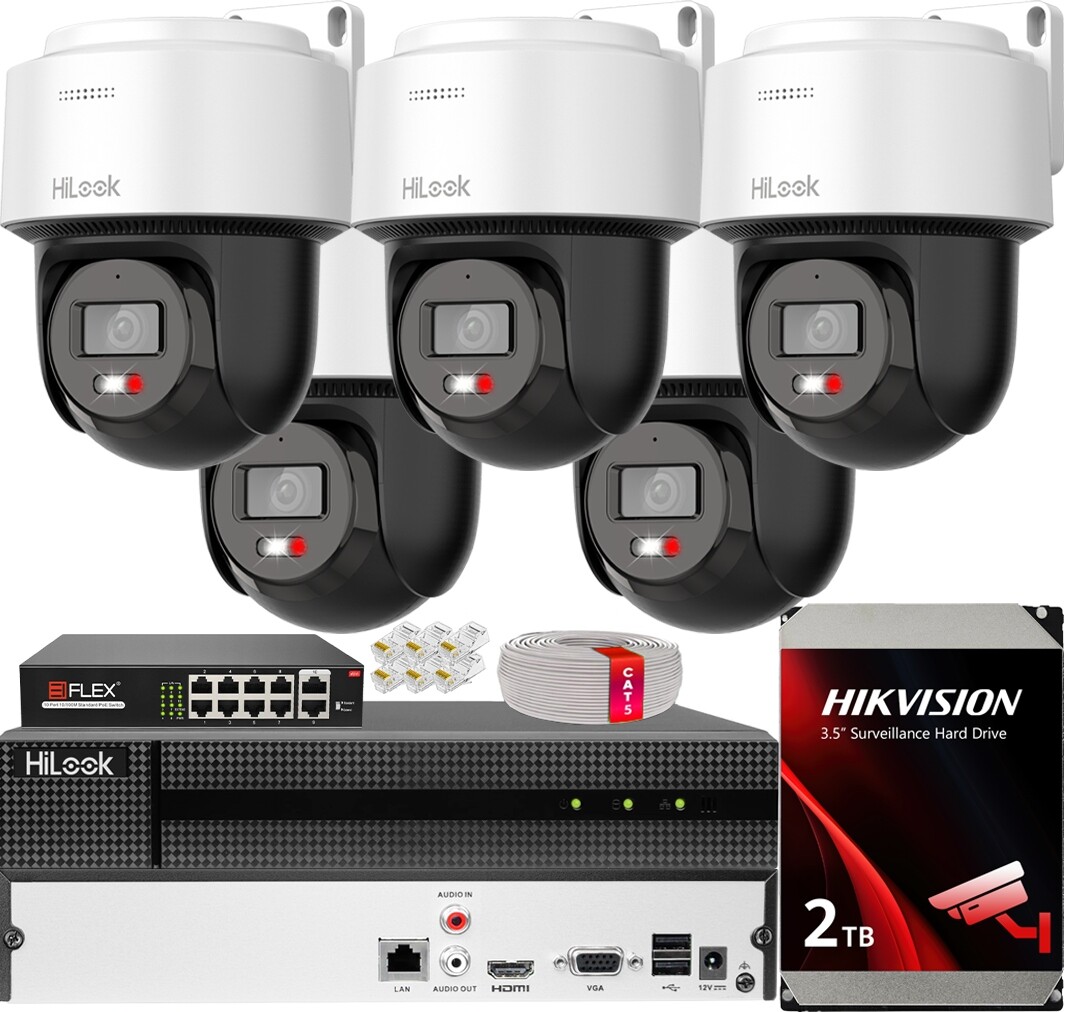 Ip monitorování HiLook by Hikvision 5 otočných kamer 6MPx Externí PoE