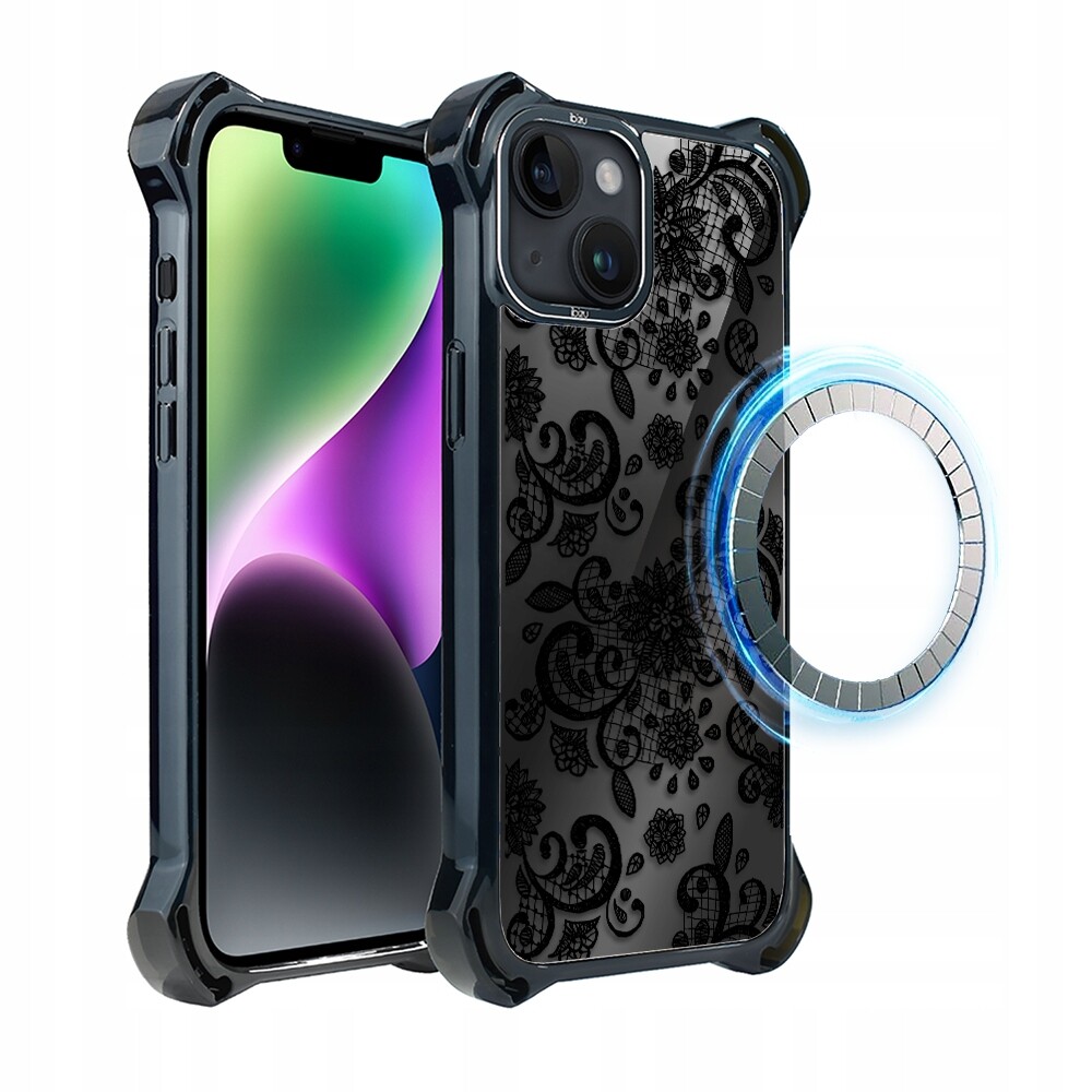Pouzdro pro iPhone 14 Plus Ibizu DropGuard Ultra s MagSafe, krajková černá barva