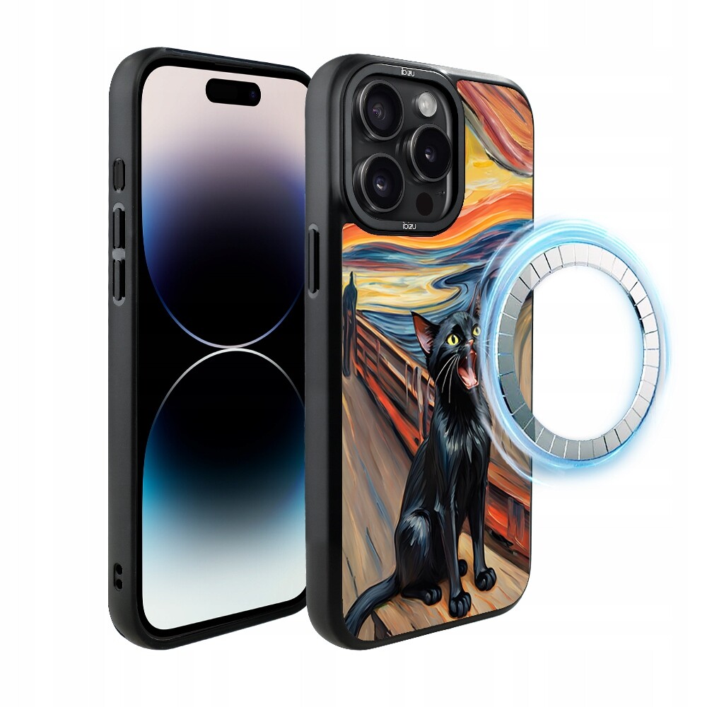 Pouzdro pro iPhone 14 Pro Ibizu DropGuard Matt s MagSafe, kočičí křik
