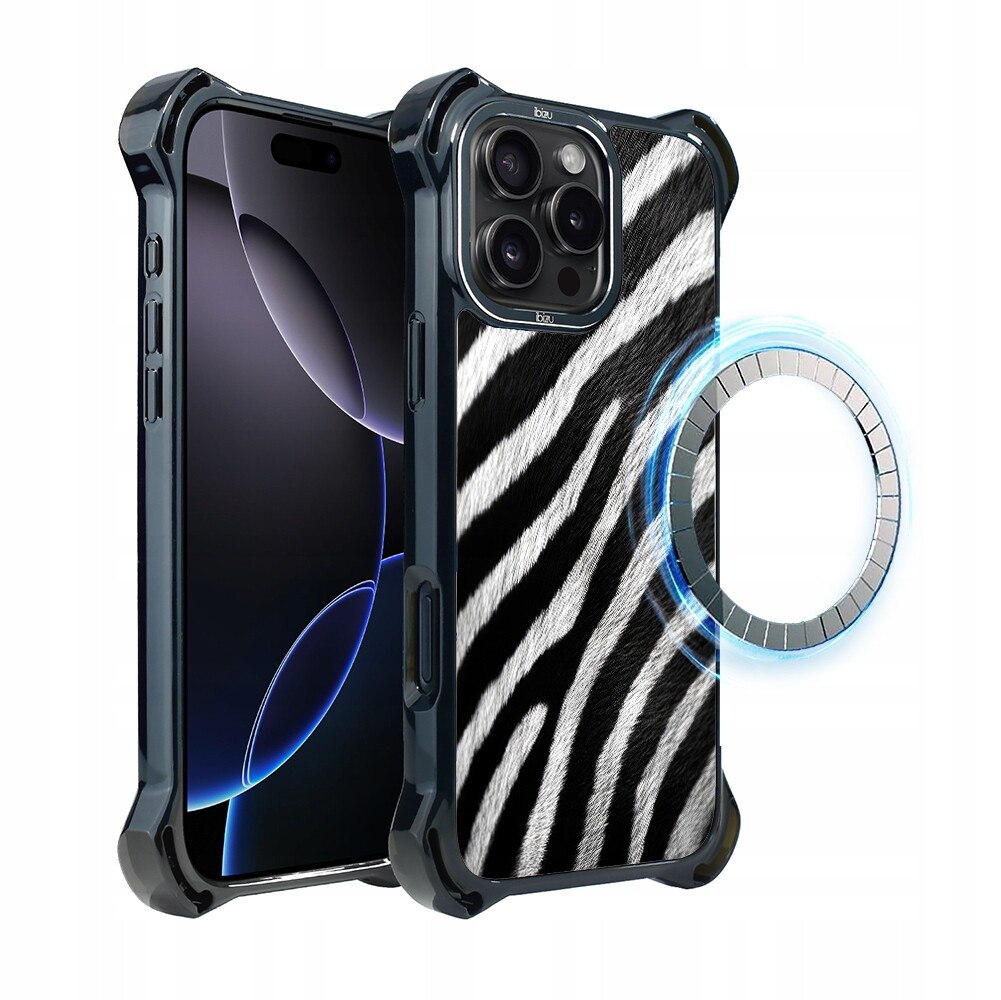 Pouzdro iPhone 16 Pro Max Ibizu DropGuard Ultra s MagSafe, Zebra