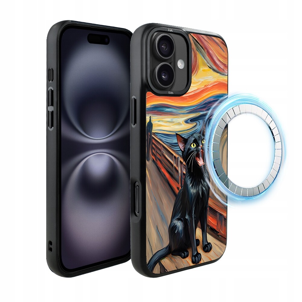Pouzdro pro iPhone 16 Plus Ibizu DropGuard Matt s MagSafe, kočičí křik
