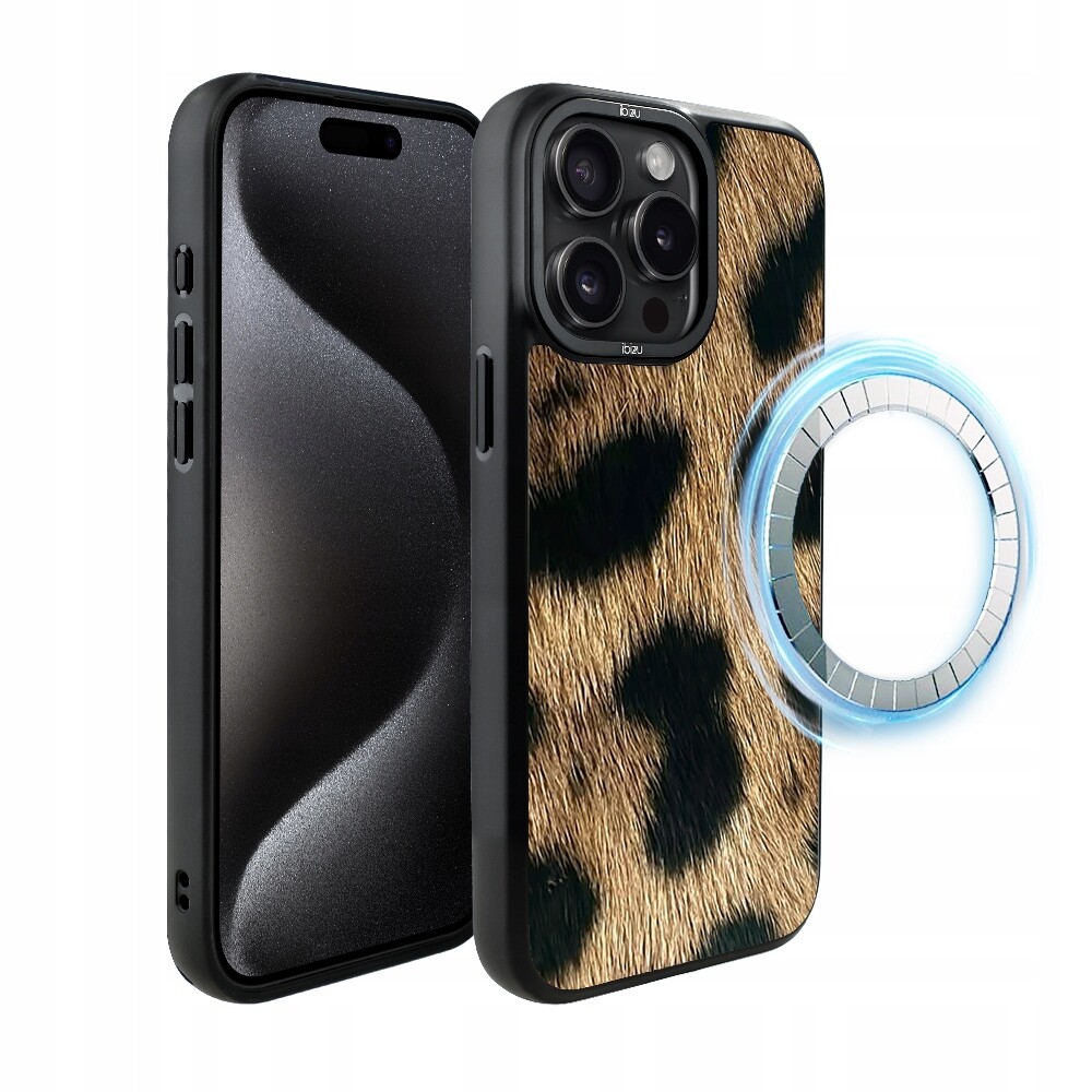 Matný Pouzdro Ibizu DropGuard pro iPhone 15 Pro s MagSafe, leopard