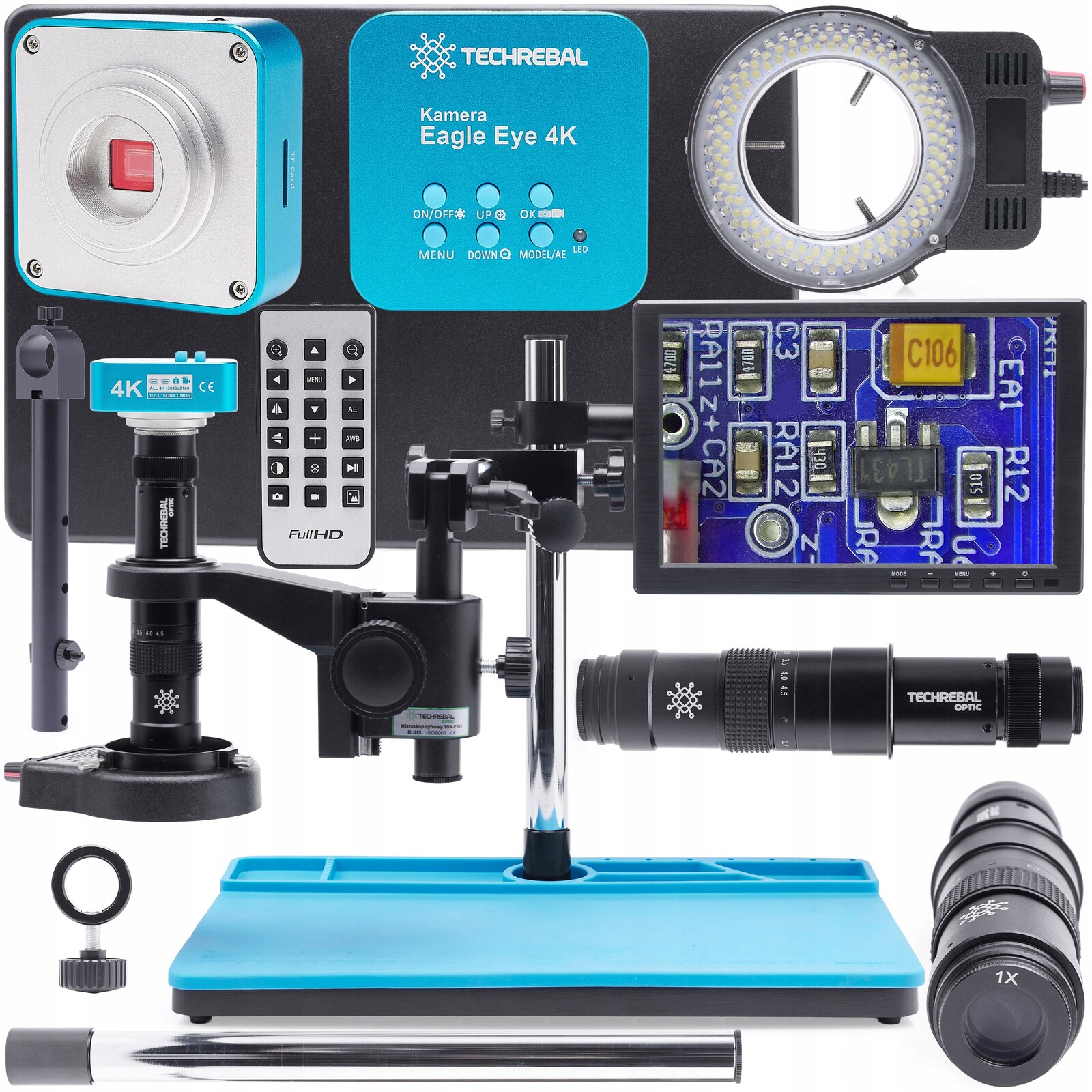 Digitální servisní mikroskop 4K s monitorem 10 palců pro pájení Smd 144 Led