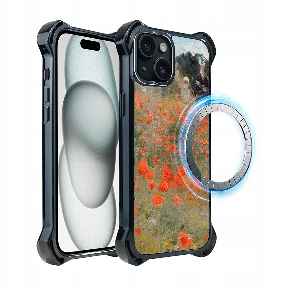 Pouzdro pro iPhone 15 Ibizu DropGuard Ultra s MagSafe, pole máků