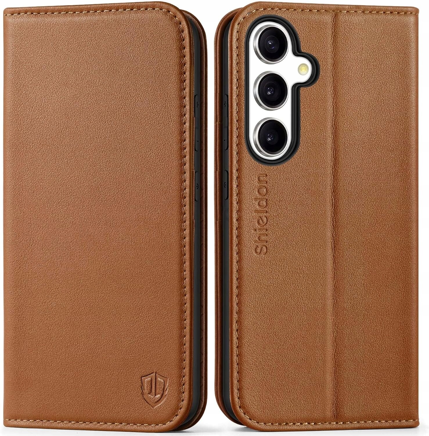 Shieldon přírodní pouzdro pro Samsung Galaxy S25 S24 peněženka hnědá