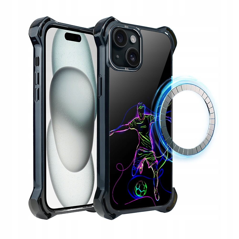 Pouzdro Ibizu DropGuard Ultra pro iPhone 15 Plus s MagSafe, síla fotbalu