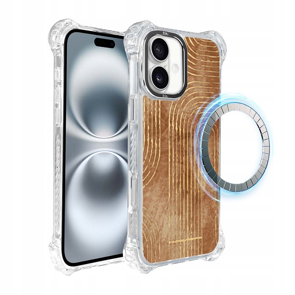 Pouzdro na iPhone 16 Ibizu DropGuard Ultra s MagSafe, geometrické linie