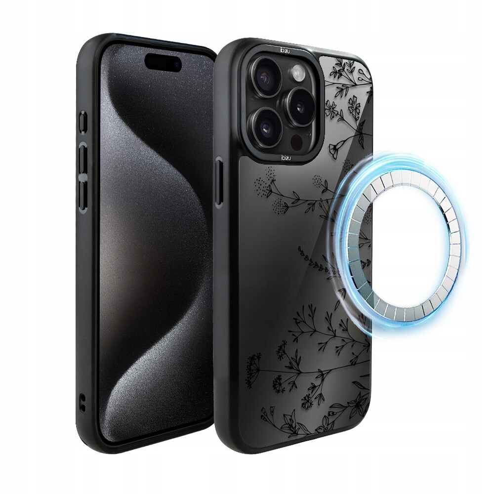 Pouzdro pro iPhone 15 Pro Ibizu DropGuard Matt s MagSafe, dotyk květin