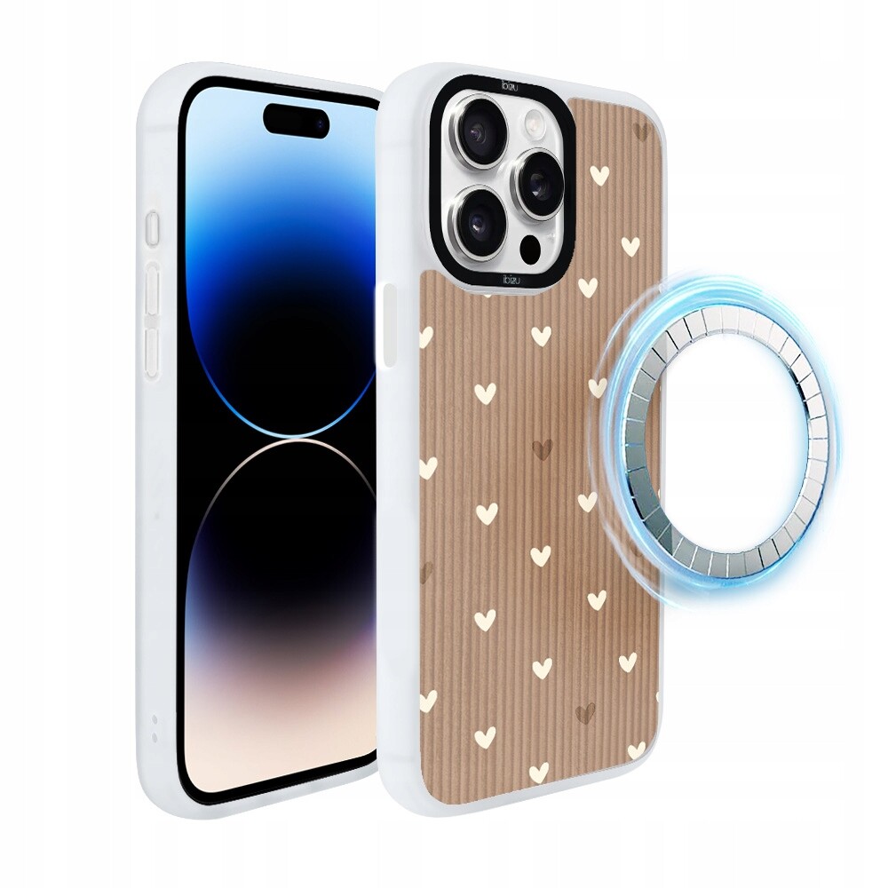 Pouzdro pro iPhone 14 Pro Ibizu DropGuard Matt s MagSafe, pudrová srdíčka