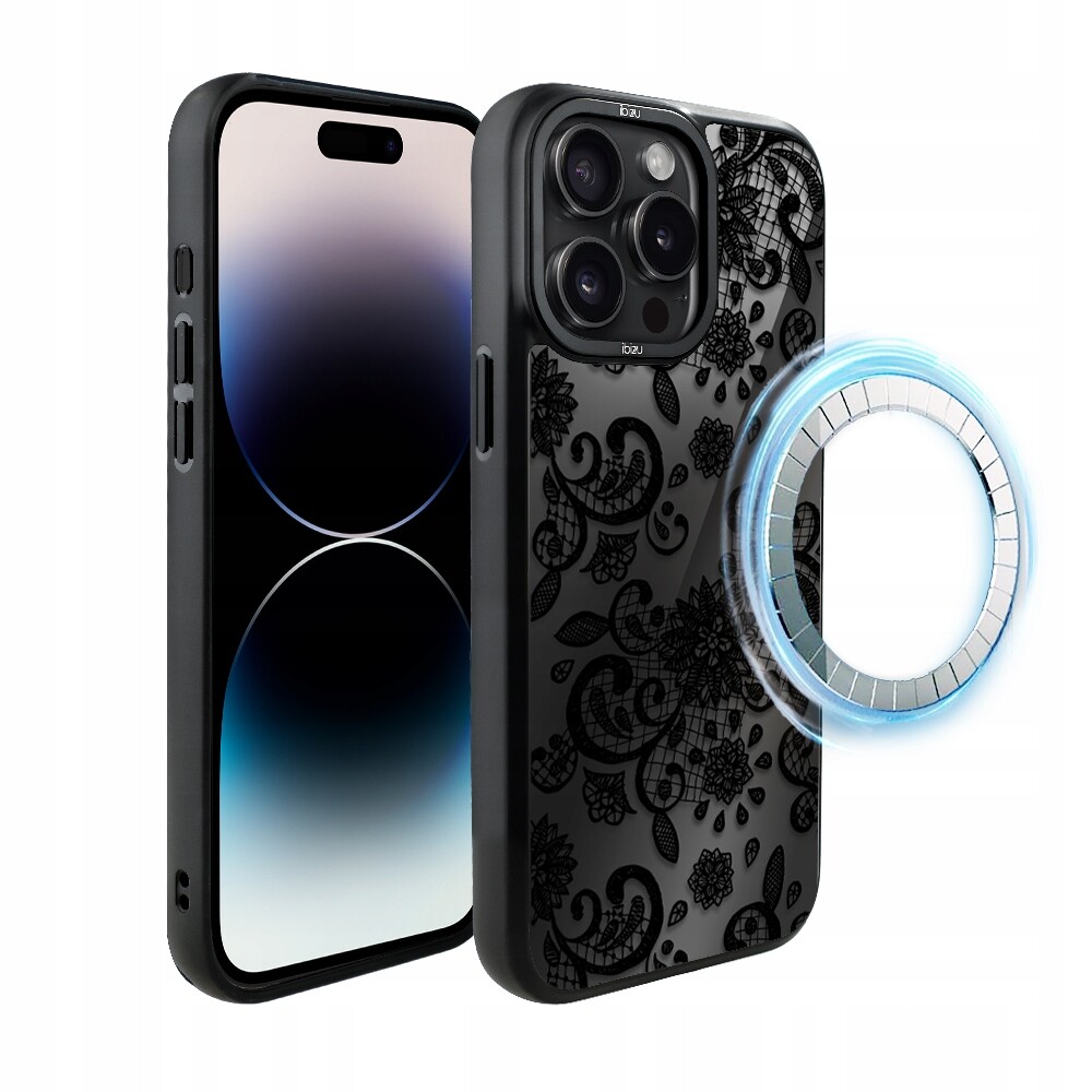 Pouzdro pro iPhone 14 Pro Ibizu DropGuard Matt s MagSafe, krajková černá barva
