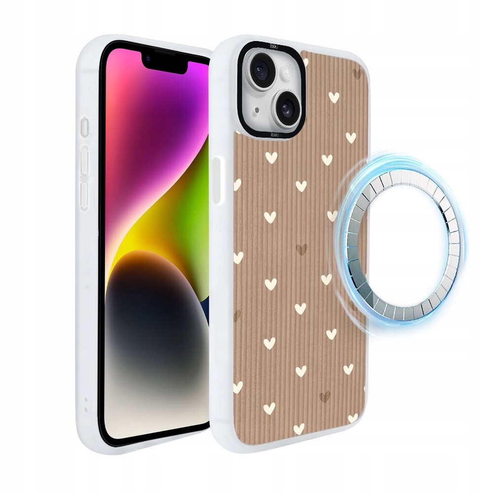 Pouzdro pro iPhone 14 Plus Ibizu DropGuard Matt s MagSafe, pudrová srdíčka