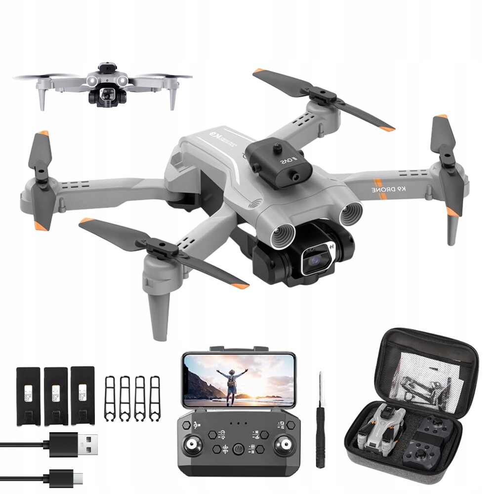 Dron Kvadrokoptéra K9 S Dvěma Kamerami Dron 4K Hd Ovládaný 3X Akum