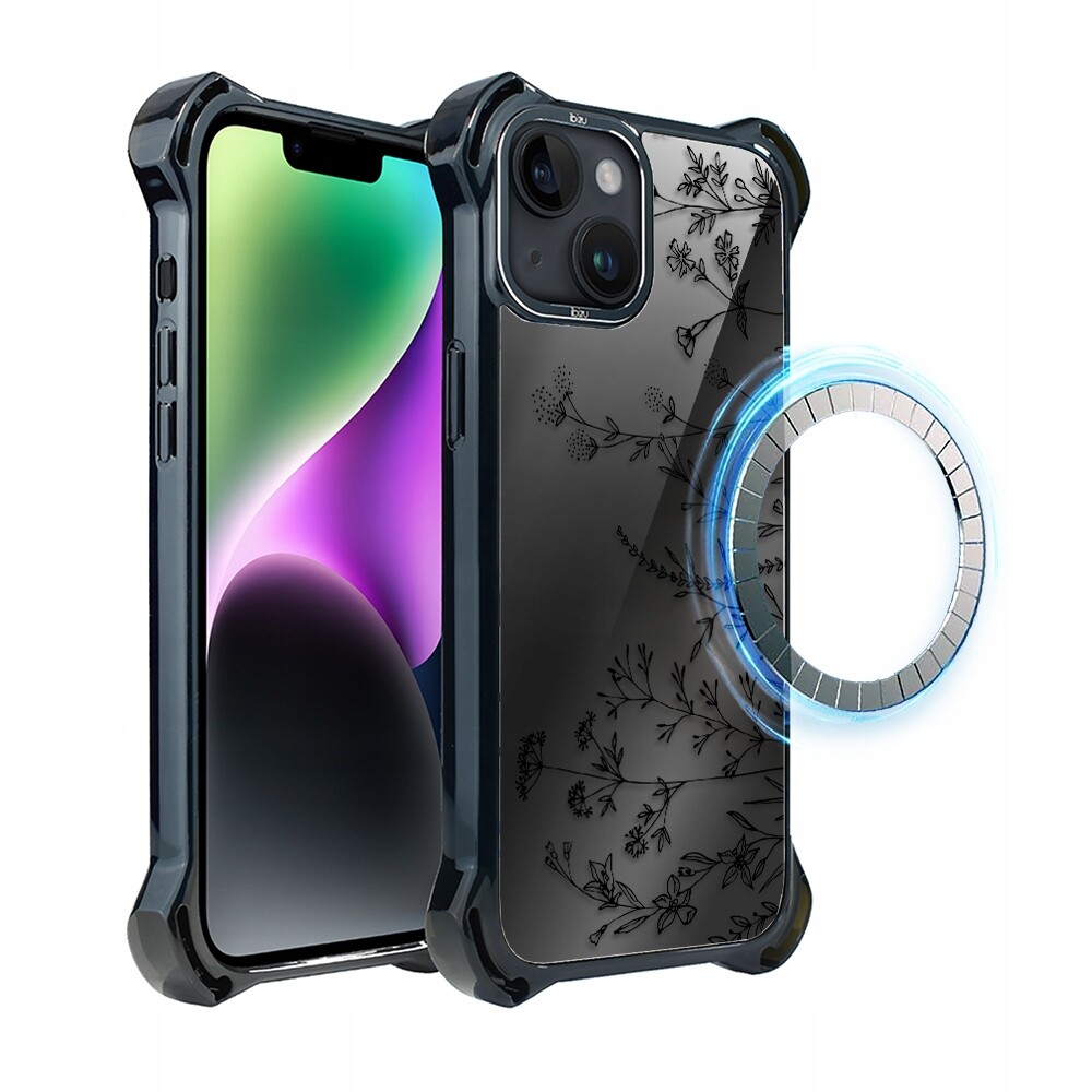 Pouzdro pro iPhone 14 Ibizu DropGuard Ultra s MagSafe, dotyk květin