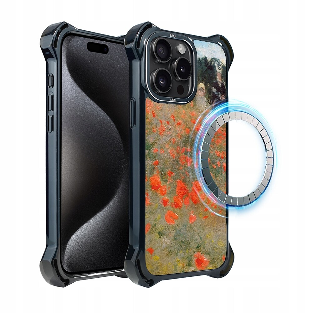 Pouzdro pro iPhone 15 Pro Max Ibizu DropGuard Ultra s MagSafe, pole máků