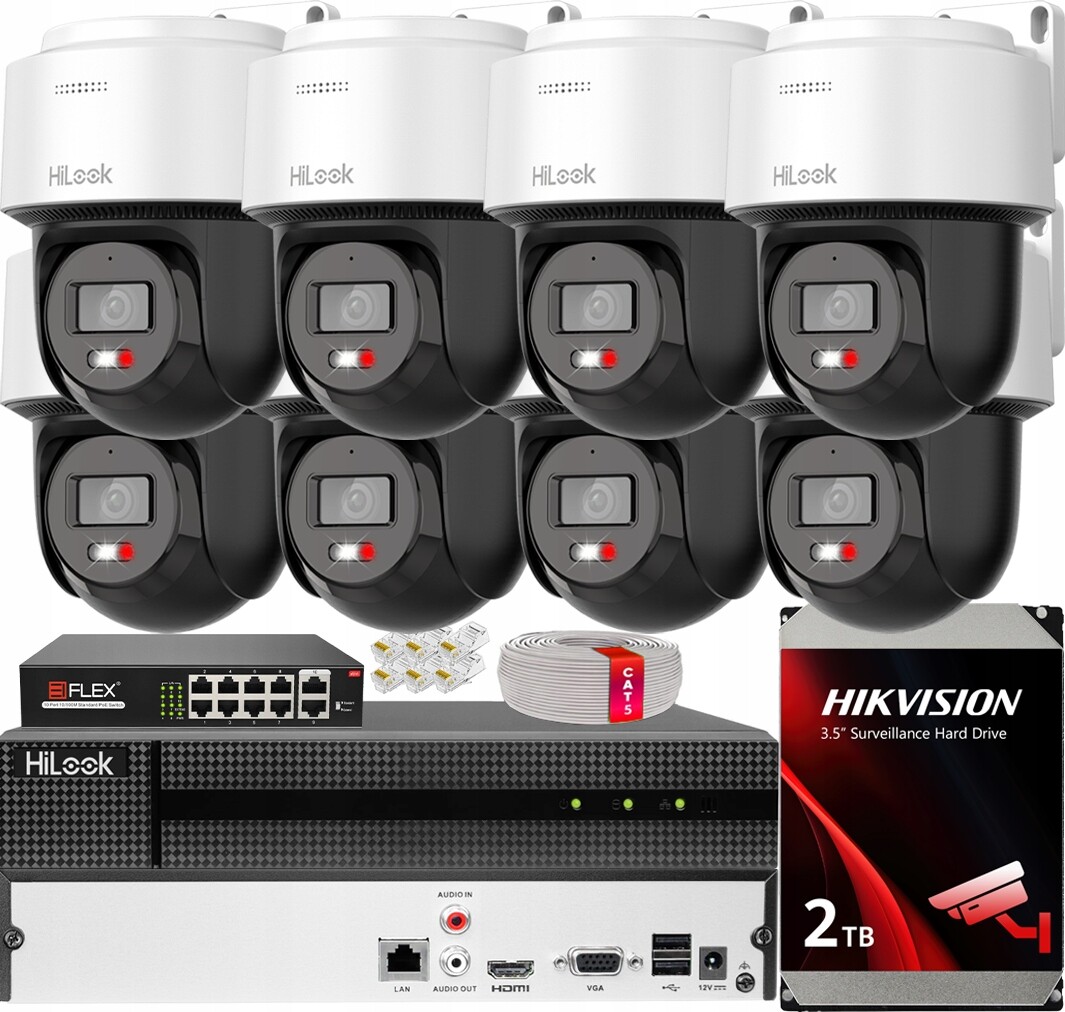 Ip monitorování HiLook by Hikvision 8 otočných kamer 6MPx Externí PoE