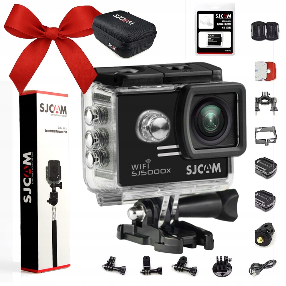 Sportovní sada Kamera SJ5000X Černá kufr baterie hůlka