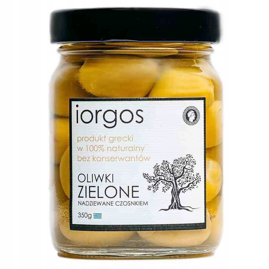 Zelené olivy Premium s česnekem Iorgos, 350 g
