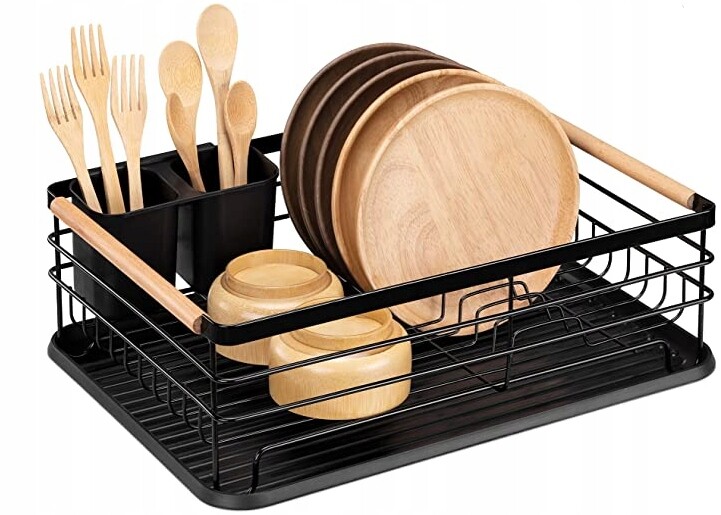 Jednoúrovňový Sušák Na Nádobí Navaris, Černý
