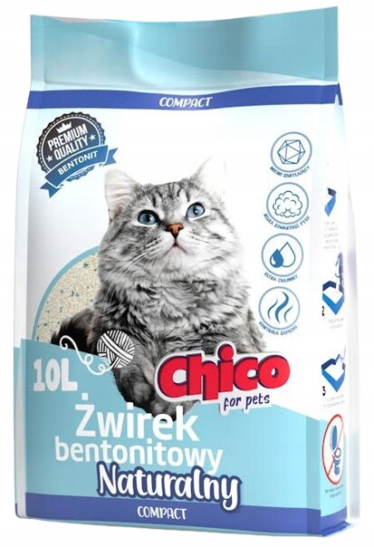Bentonitové Stelivo Pro Kočky Compact Přírodní 10L Chico