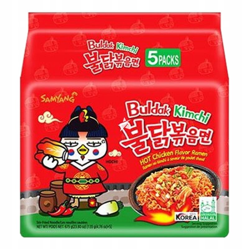2x Ramyun s příchutí ostrého kuřete s kimchi, ohnivě ostrý 5 x 135 gSamyang