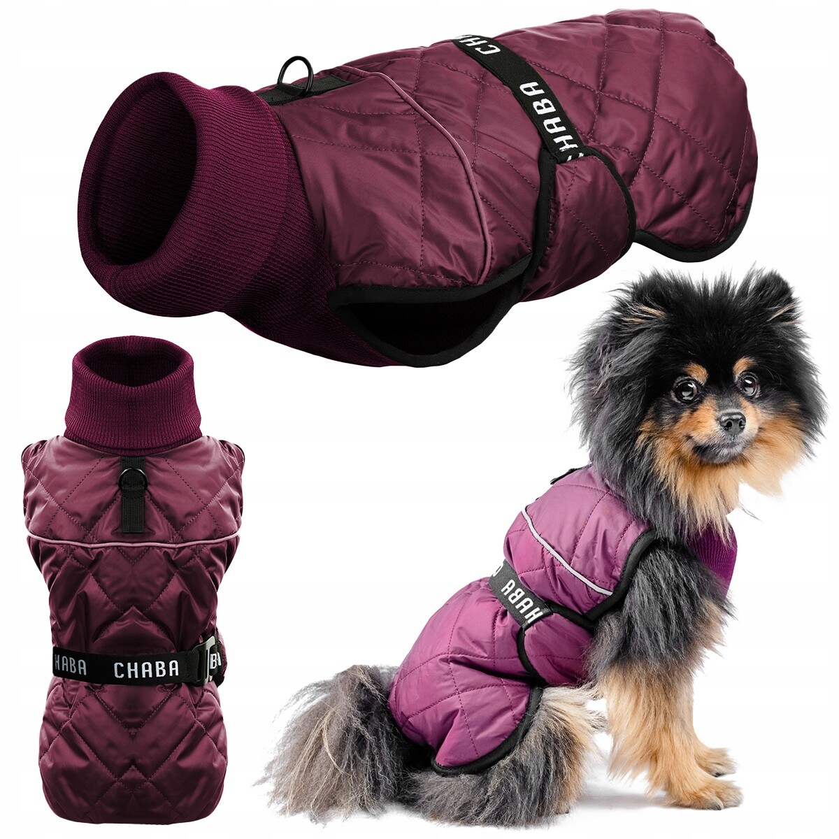 Oblečení pro psa Vogue Zimní zateplené Reflexní S 28 cm Módní Bordo