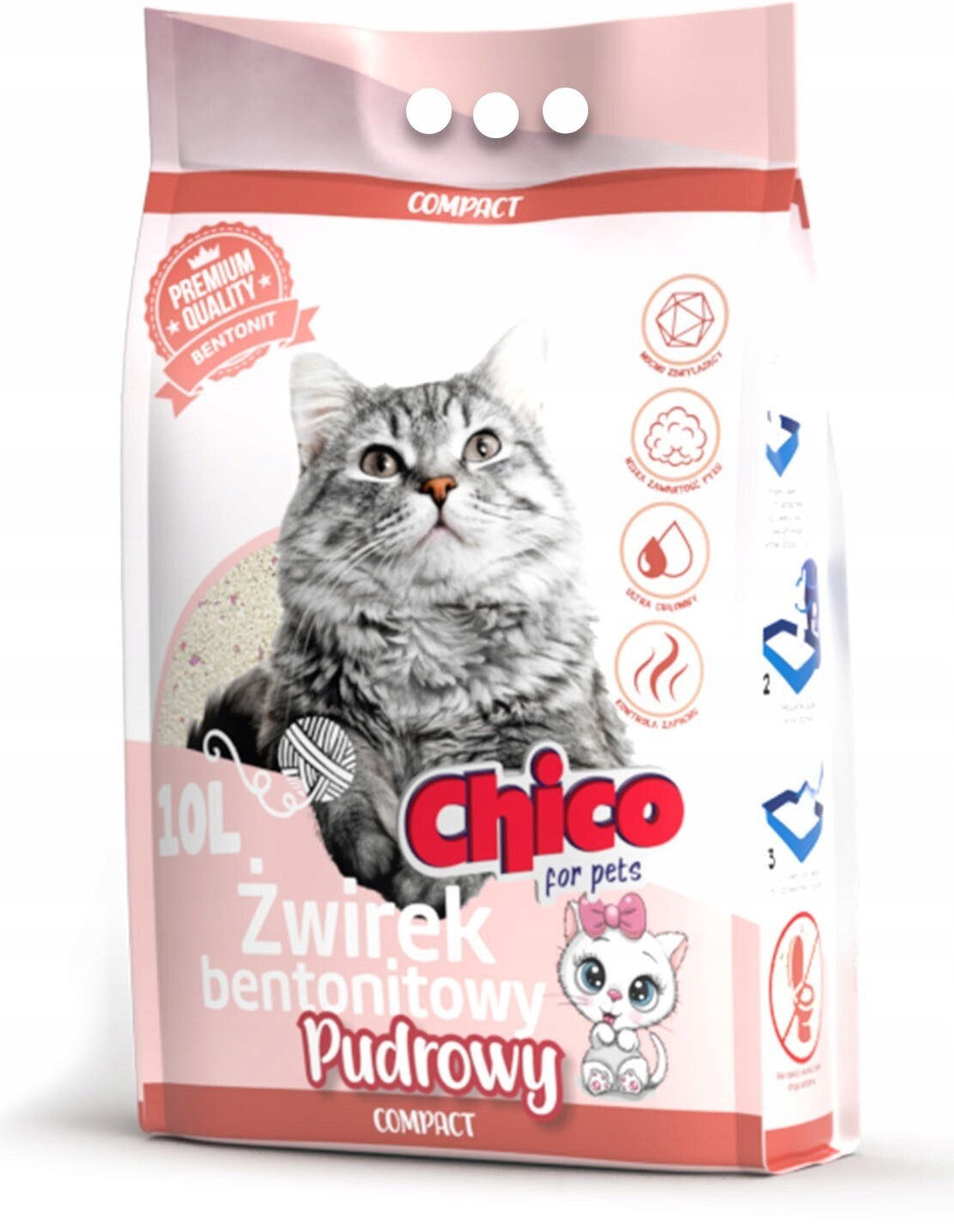 Bentonitové Stelivo Pro Kočky Compact Pudrový 10L Chico