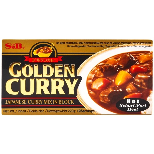 3x Golden Curry Hot (ostré) 220 g – S&b – pokrm za 30 minut