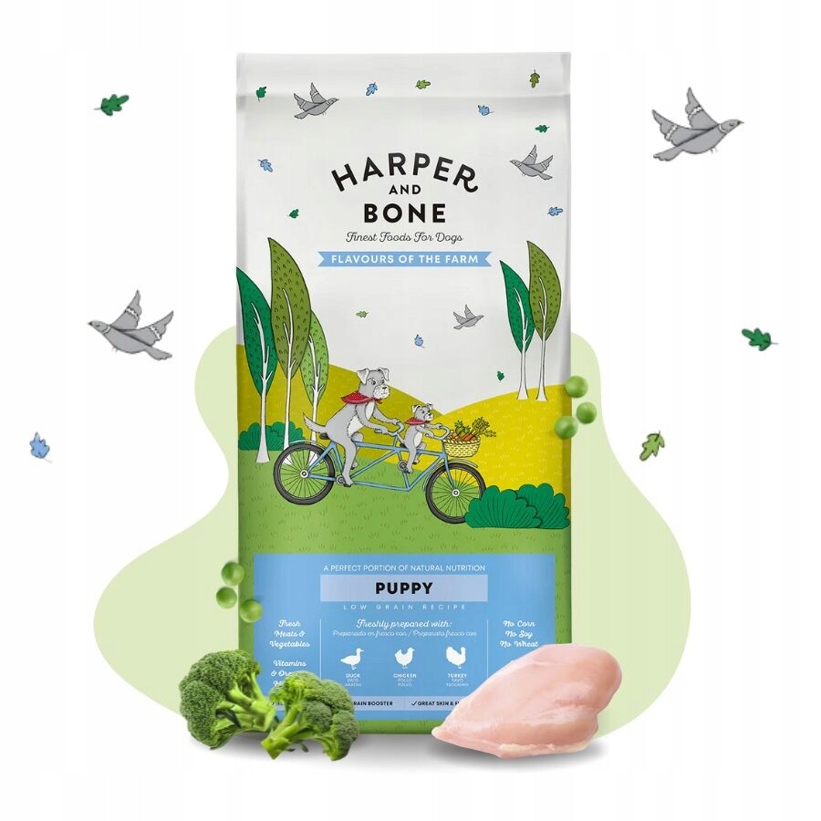 Harper & Bone krmivo pro štěňata Krůta Kachna Játra Zelenina Ovoce 12 kg