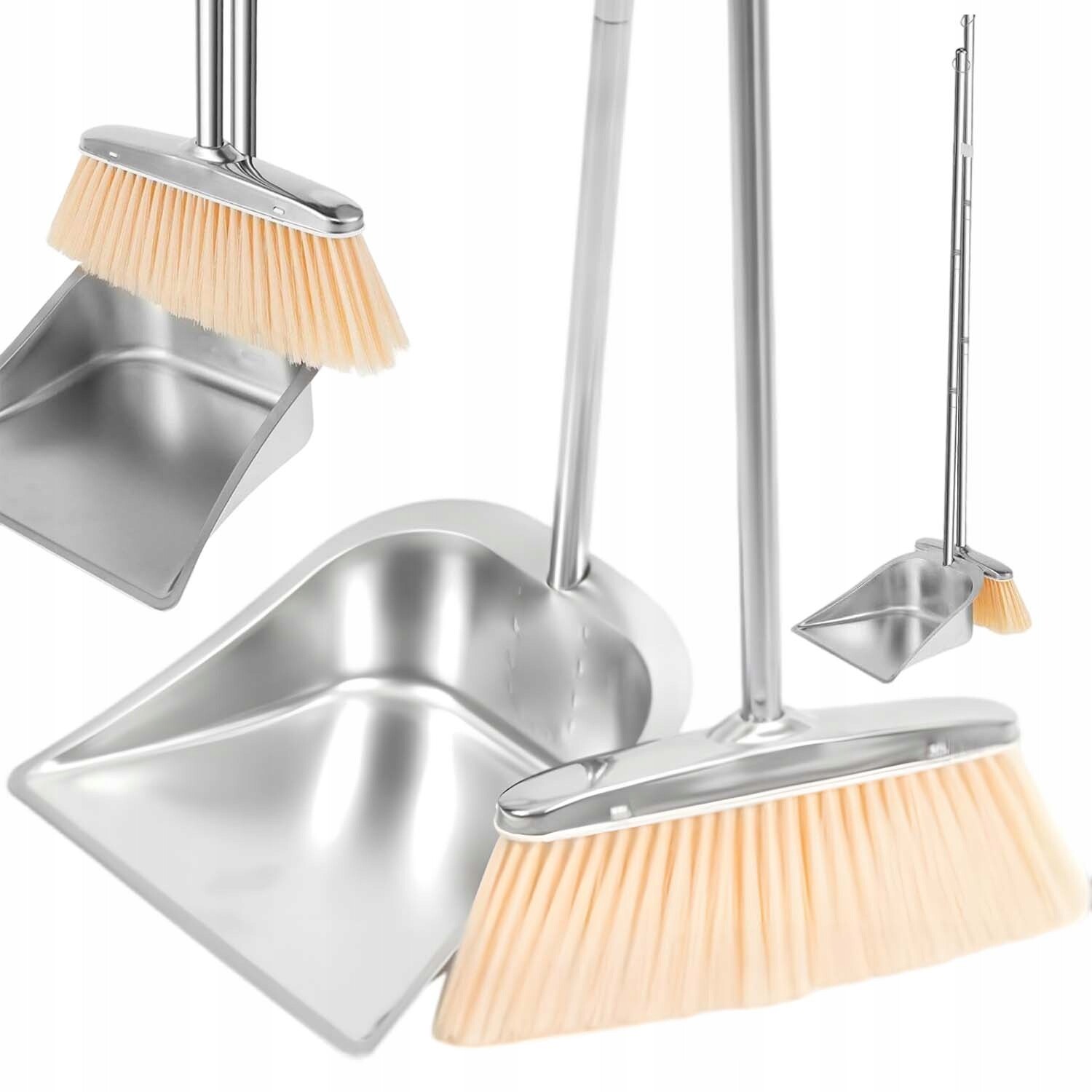 Metla S Lopatkou, Výškově Nastavitelná, Zesílená, Nerezová Ocel Pro Domácnost